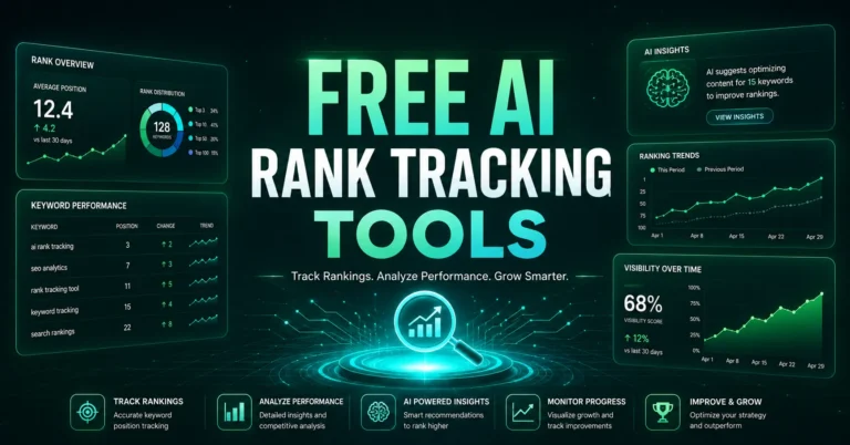 Free AI Rank Tracking Tools dashboard showing keyword rankings and SEO performance analytics
